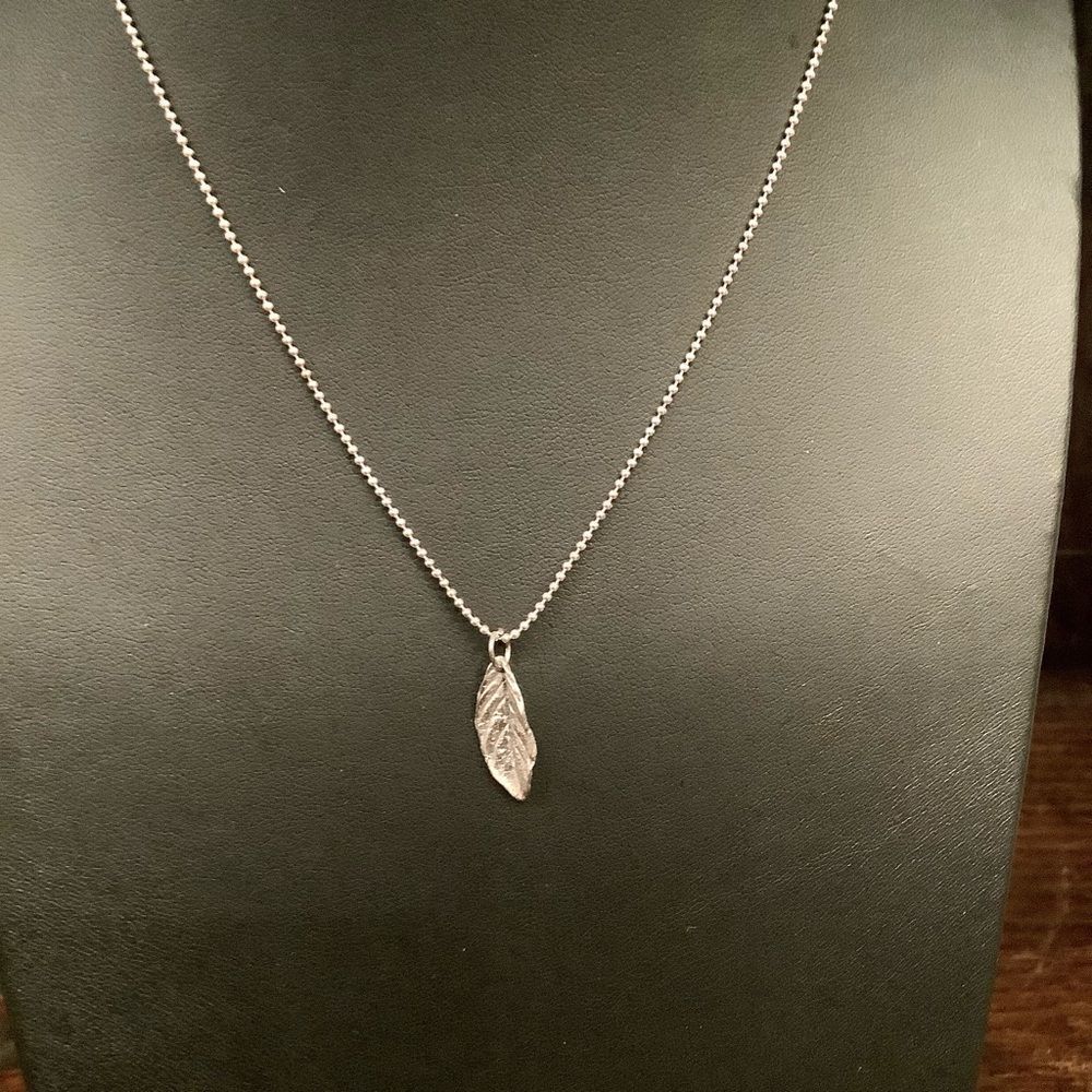 Sterling Silver Ball Chain with Natural leaf charm New